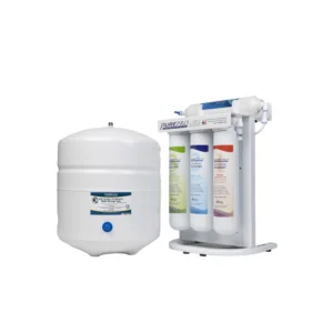 PurePro ERS105P RO víztisztító nyomásfokozóval, modern dizájn csappal (FC101). QUICK CHANGE (QC) csatlakozós, kompakt szűrők 2,5" RS-SZETT, membrán: TLC50