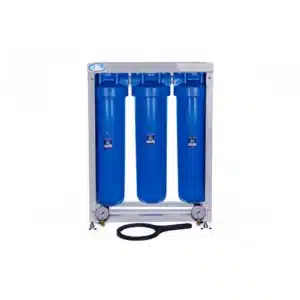 20"-os Big Blue szűrőház 3 db-os állványon szűrőház kulccsal szűrő nélkül Aquafilter